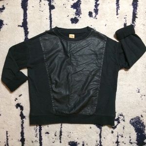 Zara long sleeve black knit too with leather front